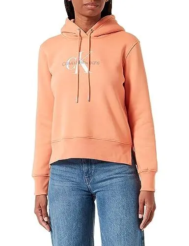 Produktbild: Calvin Klein Jeans Damen Hoodie Archival Monologo mit Kapuze, Orange (Tropical Orange), L
