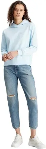 Produktbild: Calvin Klein Jeans Damen Hoodie Ck Embro Badge Regular mit Kapuze, Blau (Keepsake Blue), M