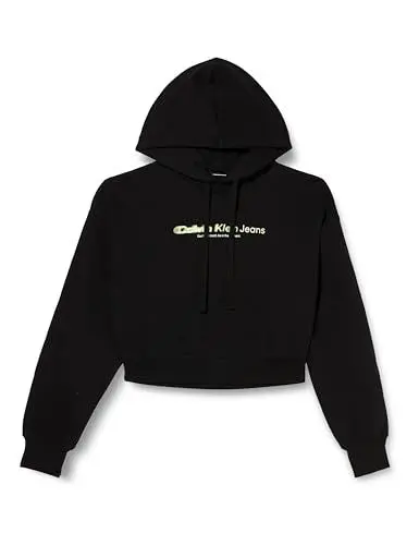 Produktbild: Calvin Klein Jeans Damen Hoodie Ck Slogan Hoodie mit Kapuze, Schwarz (Ck Black), S