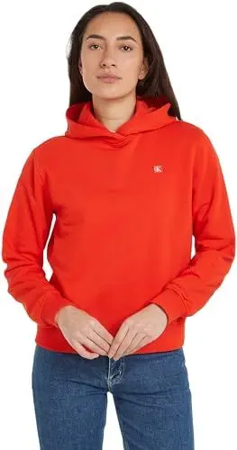 Produktbild: Calvin Klein Jeans Damen Hoodie mit Kapuze, Rot (Fiery Red), L