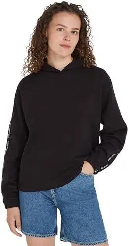 Produktbild: Calvin Klein Jeans Damen Hoodie mit Kapuze, Schwarz (Ck Black), XS