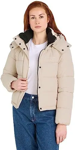 Produktbild: Calvin Klein Jeans Damen Jacke Monologo Short Puffer Winterjacke, Beige (Putty Beige), L