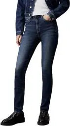 Produktbild: Calvin Klein Jeans Damen Jeans Hose High Rise Skinny Fit, Blau (Denim Dark), 25W/34L