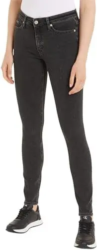 Produktbild: Calvin Klein Jeans Damen Jeans Mid Rise Skinny Fit, Schwarz (Denim Black), 25W / 32L
