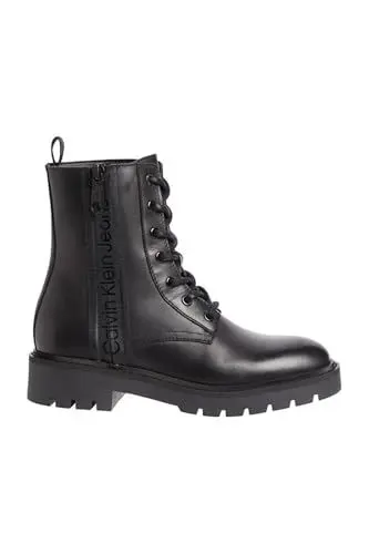 Produktbild: Calvin Klein Jeans Damen Mid Boot Stiefel Combat Mid Laceup Boot Zip Wn aus Leder, Schwarz (Triple Black), 41