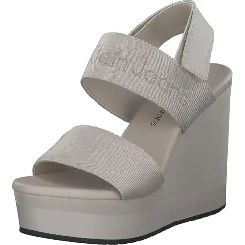 Produktbild: Calvin Klein Jeans Damen Plateau-Sandalen Wedge Sandal Keilabsatz, Beige (Eggshell), 39