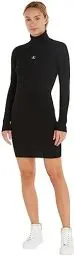 Produktbild: Calvin Klein Jeans Damen Pullover-Kleid Badge Roll Neck Langarm, Schwarz (Ck Black), L