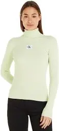 Produktbild: Calvin Klein Jeans Damen Pullover Badge Rollkragen, Grün (Canary Green), XXL