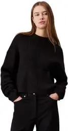 Produktbild: Calvin Klein Jeans Damen Pullover Logo Regular Sweater Strickpullover, Schwarz (Ck Black), M