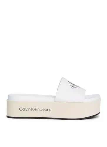 Produktbild: Calvin Klein Jeans Damen Sandalen Flatform Plateau, Weiß (Creamy White/Bright White), 39