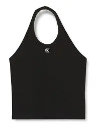 Produktbild: Calvin Klein Jeans Damen Top Plus Slub Rib Halterneck Top Neckholder, Schwarz (Ck Black), XL