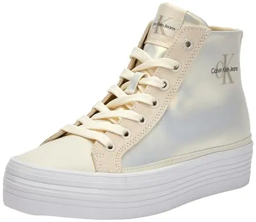 Produktbild: Calvin Klein Jeans Damen Vulcanized Sneaker Flat Schuhe, Elfenbein (Creamy White), 38