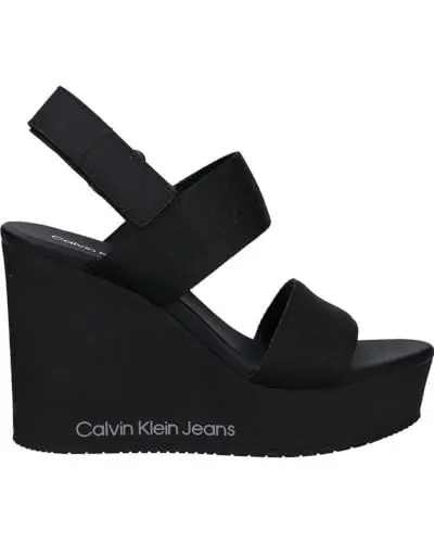 Produktbild: Calvin Klein Jeans Damen Wedges Sandalen Schuhe, Mehrfarbig (Black/Stormfront), 39