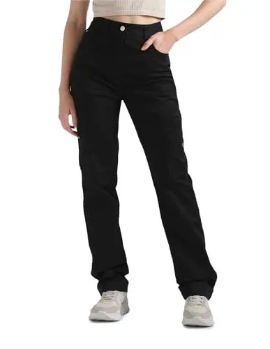 Produktbild: Calvin Klein Jeans Damen Jeans Woven Label Straight Fit, Schwarz (Ck Black), M