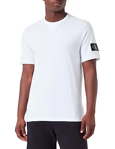 Produktbild: Calvin Klein Herren T-Shirt Kurzarm Badge Regular Tee Rundhalsausschnitt, Weiß (Bright White), XL