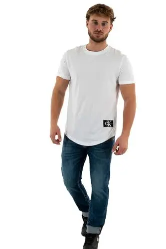 Produktbild: Calvin Klein Herren Badge Turn Up Sleeve J30j323482 Kurzarm Strickoberteile, Weiß (Bright White), 3XL Große Größen