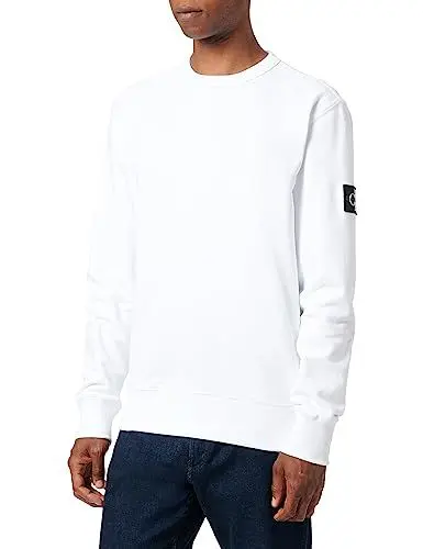 Produktbild: Calvin Klein Herren Sweatshirt Badge Crew Neck Rundhalsausschnitt, Weiß (Bright White), L