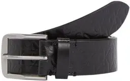 Produktbild: Calvin Klein Jeans Herren Gürtel Classic Flat Leather Belt 35mm aus Leder, Schwarz (Allover Print), 100 cm
