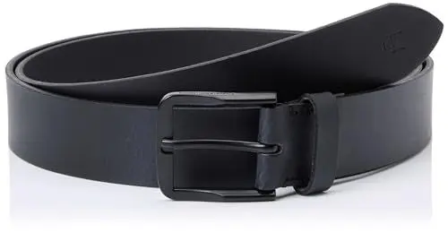 Produktbild: Calvin Klein Jeans Herren Gürtel Classic Flat aus Leder, Schwarz (Black/Black), 105 cm