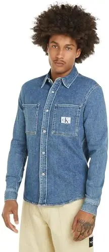 Produktbild: Calvin Klein Jeans Herren Hemd Slim Denim Shirt Jeanshemd, Blau (Denim Medium), XS