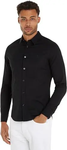 Produktbild: Calvin Klein Jeans Herren Hemd Slim Stretch Shirt Langarm, Schwarz (Ck Black), M
