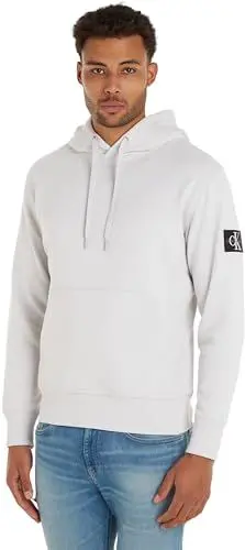 Produktbild: Calvin Klein Jeans Herren Hoodie Badge mit Kapuze, Grau (Lunar Rock), M