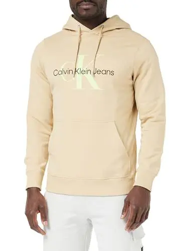 Produktbild: Calvin Klein Jeans Herren Hoodie Seasonal Monologo Regular Hoodie mit Kapuze, Beige (Warm Sand), S