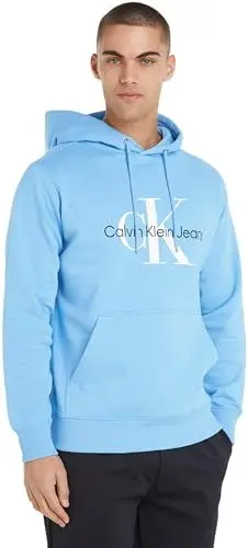 Produktbild: Calvin Klein Jeans Herren Hoodie Seasonal Monologo Regular mit Kapuze, Blau (Dusk Blue), S