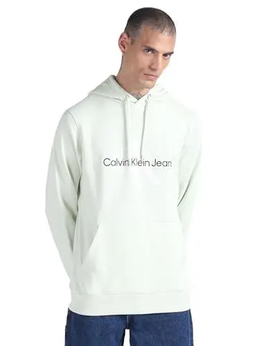 Produktbild: Calvin Klein Jeans Herren Hoodie Seasonal Monologo Regular mit Kapuze, Grün (Canary Green), M