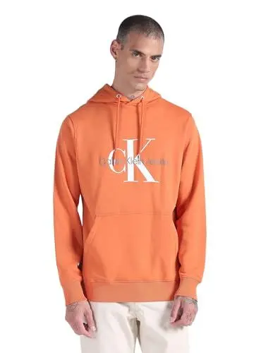 Produktbild: Calvin Klein Jeans Herren Hoodie Seasonal Monologo Regular mit Kapuze, Orange (Burnt Clay), XL