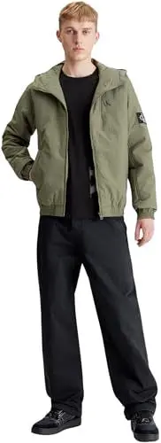 Produktbild: Calvin Klein Jeans Herren Jacke Hooded Padded Harrington Übergangsjacke, Grün (Dusty Olive), S