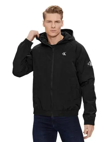 Produktbild: Calvin Klein Jeans Herren Jacke Hooded Padded Harrington Übergangsjacke, Schwarz (Ck Black), S