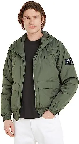 Produktbild: Calvin Klein Jeans Herren Jacke Padded Hooded Harrington Übergangsjacke, Grün (Thyme), S