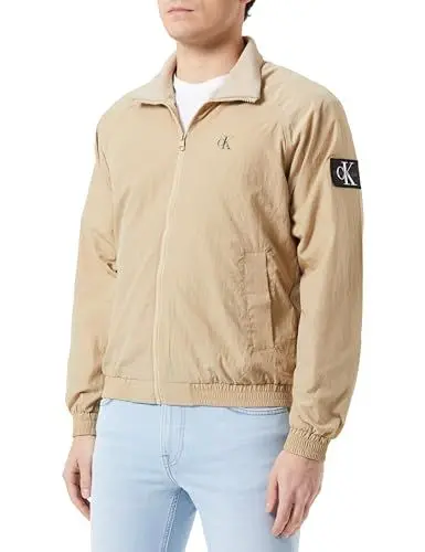 Produktbild: Calvin Klein Jeans Herren Jacke Unpadded Harrington Übergangsjacke, Beige (Travertine), XS