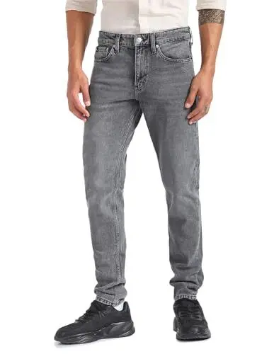 Produktbild: Calvin Klein Jeans Herren Jeans Slim Taper Tapered Fit, Schwarz (Denim Black), 28W / 30L