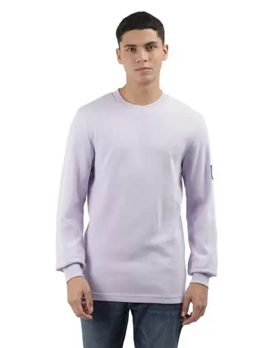 Produktbild: Calvin Klein Jeans Herren Badge Waffle Ls Tee J30j323485 Langarm Strickoberteile, Lila (Pastel Lilac), 3XL