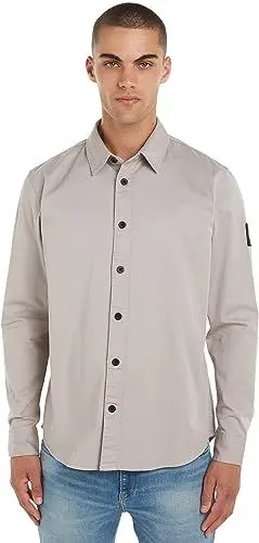 Produktbild: Calvin Klein Jeans Herren MONOLOGO Badge Relaxed Shirt J30J323255 Freizeithemden, Grau (Porpoise), XL