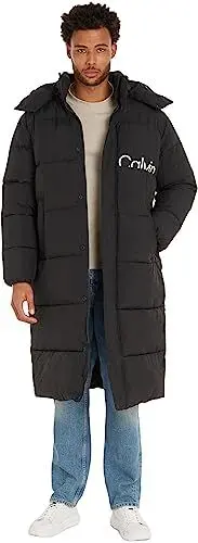 Produktbild: Calvin Klein Jeans Herren Mantel Essentials Non Down Long Parka Winter, Schwarz (Ck Black), L