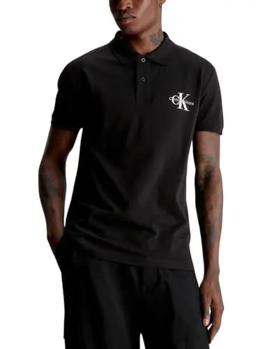 Produktbild: Calvin Klein Jeans Herren Poloshirt Kurzarm Monologo Polo Regular Fit, Schwarz (Ck Black), M