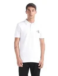 Produktbild: Calvin Klein Jeans Herren Poloshirt Kurzarm Monologo Polo Regular Fit, Weiß (Bright White), L