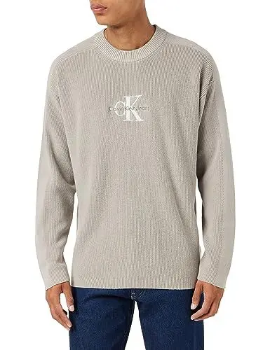 Produktbild: Calvin Klein Jeans Herren Pullover Monologo Strickpullover, Beige (Porpoise), S