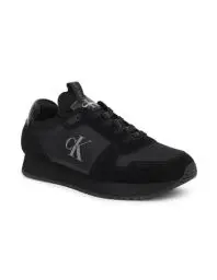 Produktbild: Calvin Klein Jeans Herren Runner Sneaker Sock Laceup Nylon-Leather Sportschuhe, Schwarz (Triple Black), 40