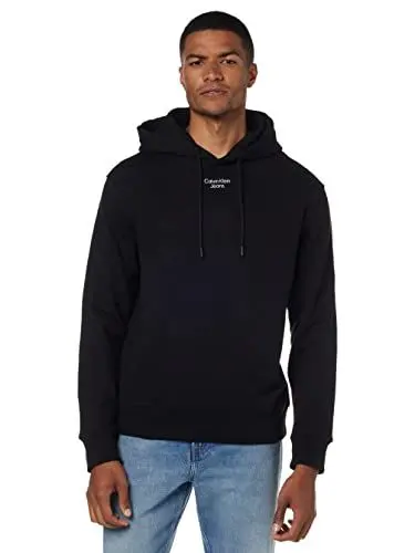 Produktbild: CALVIN KLEIN JEANS Langarm Hoodie Kapuze Logo-Details schwarz