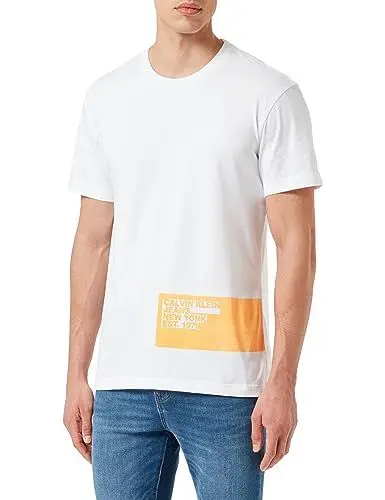 Produktbild: Calvin Klein Jeans Herren Stencil Blocking Logo Tee J30J324014 Kurzarm T-Shirts, Weiß (Bright White), XS