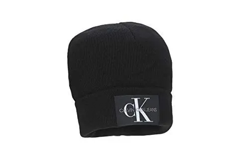 Produktbild: Calvin Klein Jeans Herren Strickmütze Monologo Patch Wintermütze, Schwarz (Black), Onesize