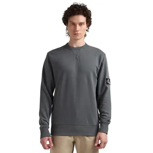 Produktbild: Calvin Klein Jeans Herren Sweatshirt Badge Crew Neck ohne Kapuze, Grau (Endless Grey), 3XL
