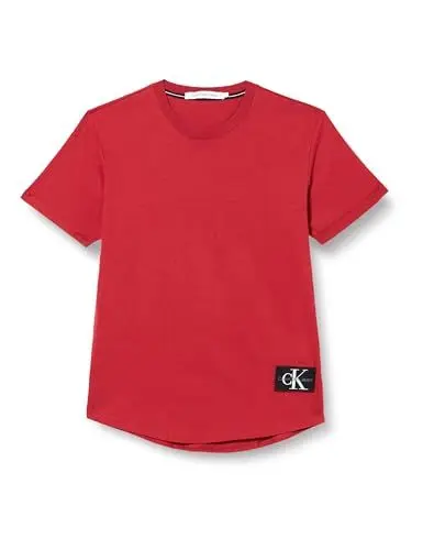 Produktbild: Calvin Klein Jeans Herren T-Shirt Kurzarm Badge Turn Up Sleeve Rundhalsausschnitt, Rot (Garnet), L