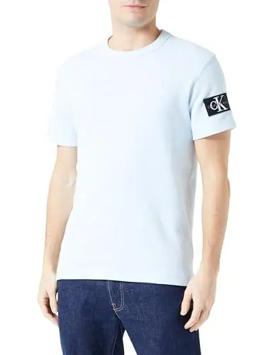 Produktbild: Calvin Klein Jeans Herren T-Shirt Kurzarm Badge Waffle Tee Rundhalsausschnitt, Blau (Keepsake Blue), XXS