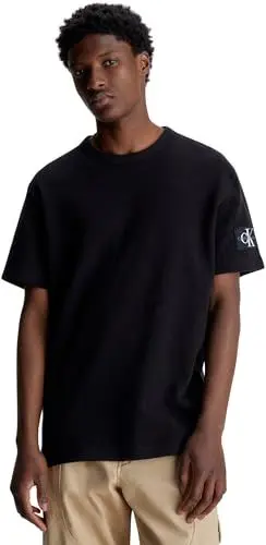 Produktbild: Calvin Klein Jeans Herren T-Shirt Kurzarm Badge Waffle Tee Rundhalsausschnitt, Schwarz (Ck Black), M