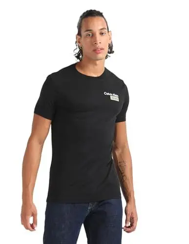 Produktbild: Calvin Klein Jeans Herren T-Shirt Kurzarm Stacked Box Tee Rundhalsausschnitt, Schwarz (Ck Black), XXS